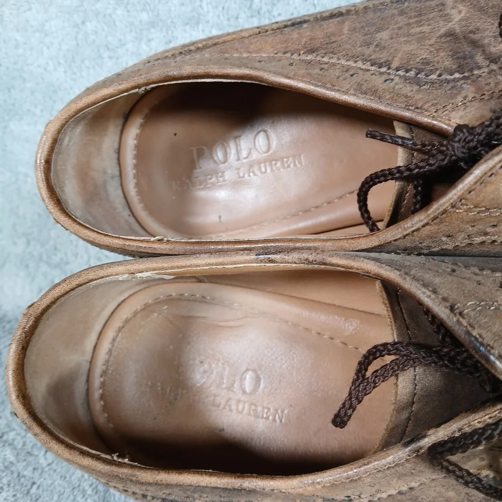 Polo Ralph Lauren Moseley Shoes Mens 10.5D Brown Leather Oxford Dress - Picture 7 of 9